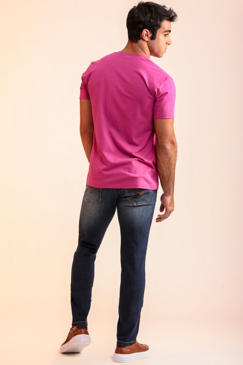 Camiseta Masculina Henley Rosa Pink