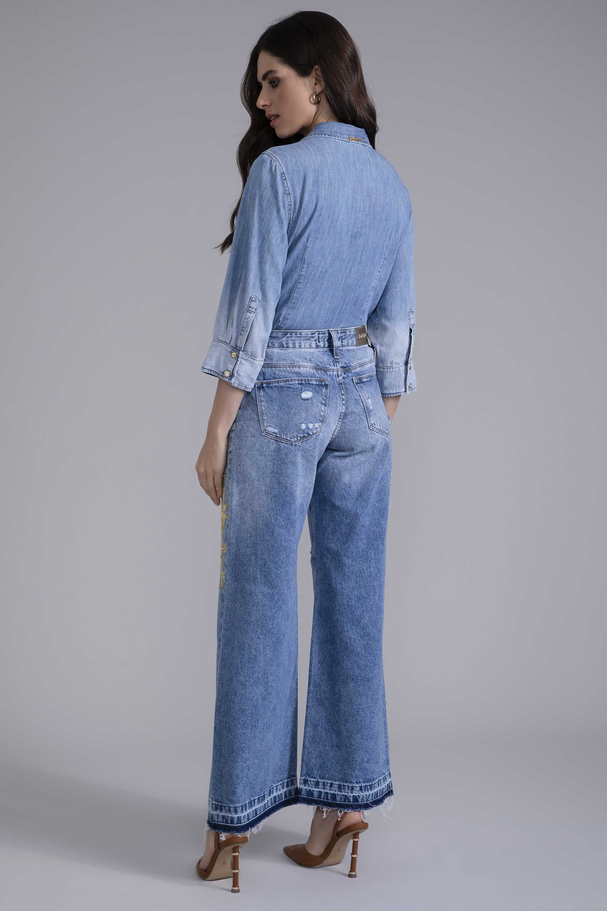 Camisa manga 3/4 tons de jeans, blusa feminina, moda social, moda  evangelica - R$ 65.99, cor Cinza #96261, compre agora