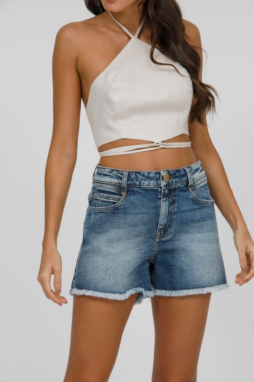 Bermuda Feminina Jeans Sofia Bordada
