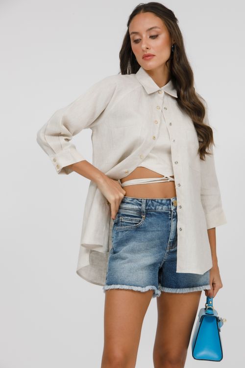 Bermuda Feminina Jeans Sofia Bordada