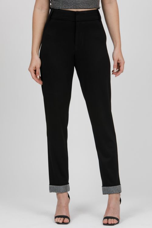 Calça Feminina Malha Cristais Barra