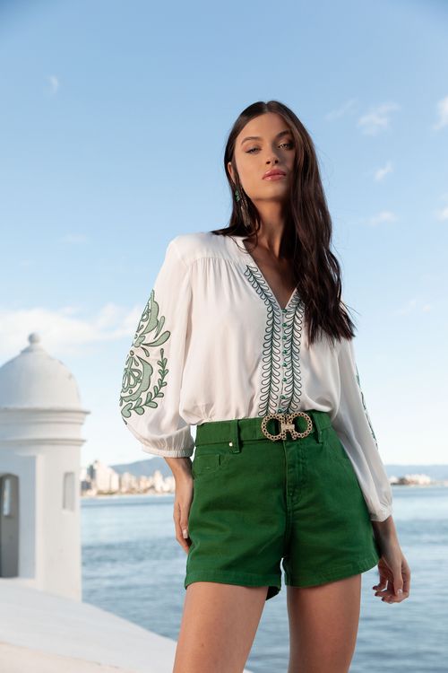 Bermuda Feminina Sarja Bela Com Cinto