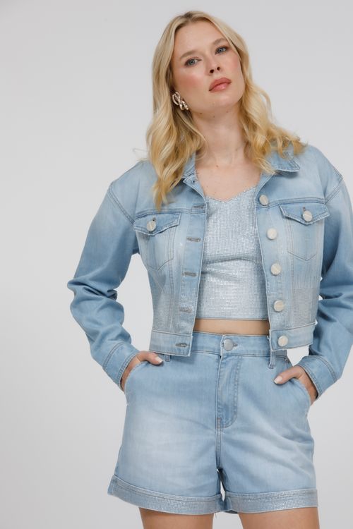 Bermuda Feminina Jeans Bela Com Transfer