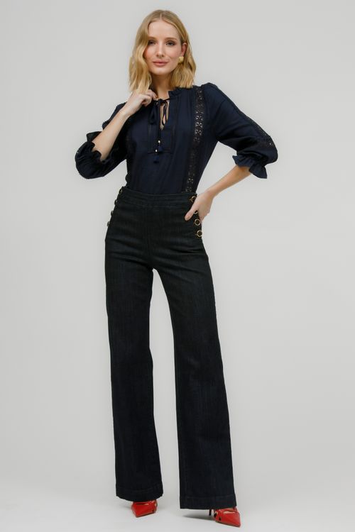 Calça Feminina Jeans Luciana Wide Leg