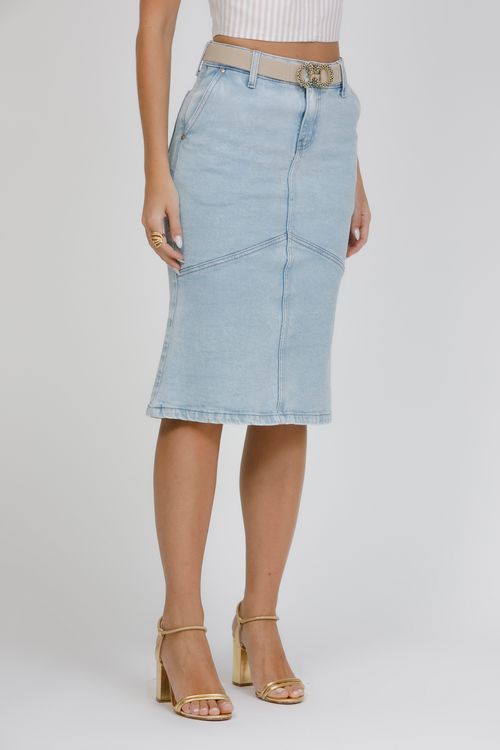 Saia Jeans Julieta Com Cinto