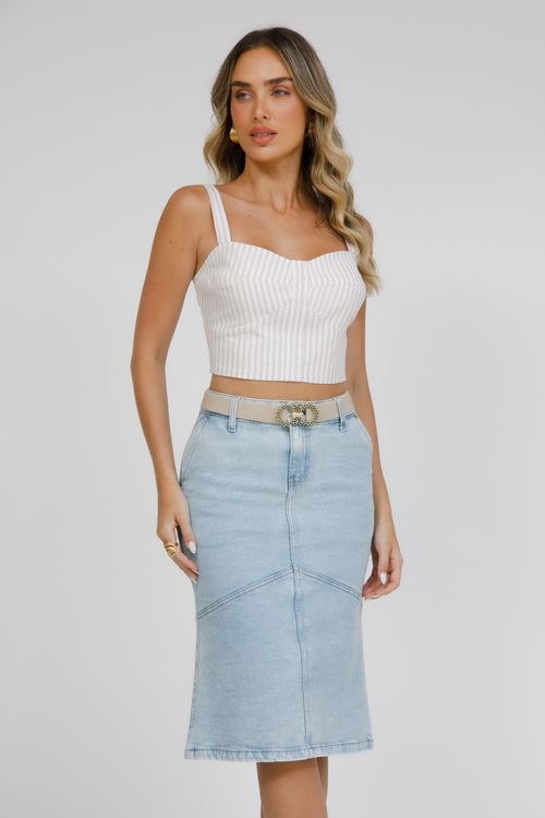 Saia Jeans Julieta Com Cinto