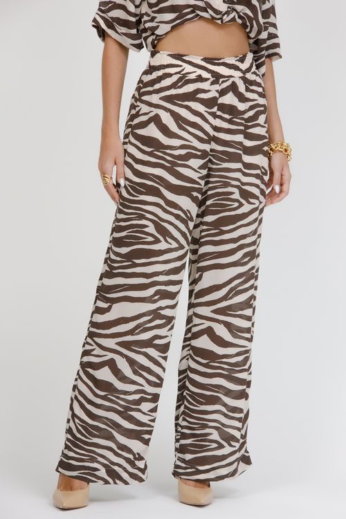 Calça Pijama Crepe Estampa Zebra Bella Falconi