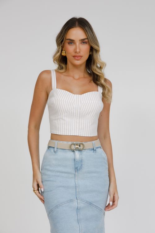 Top Cropped Listrado Alça Bella Falconi