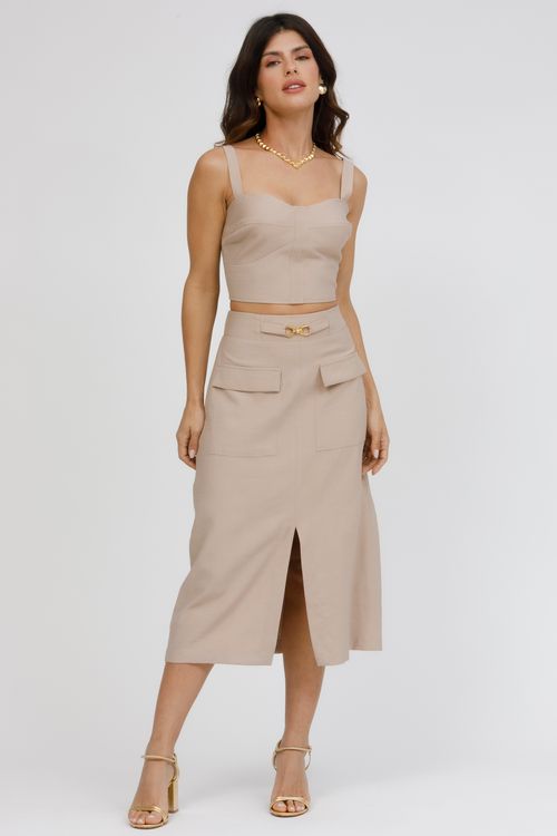 Top Cropped Alfaiataria Com Recortes Bella Falconi