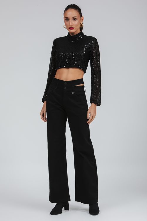 Calça Feminina Sarja Wide Leg