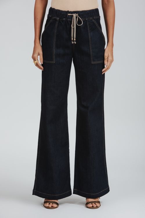 Calça Feminina Jeans Wide Leg Pijama