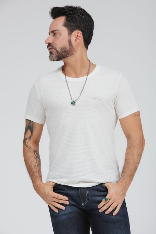 Camiseta Masculina Malha Tricot Com Silk
