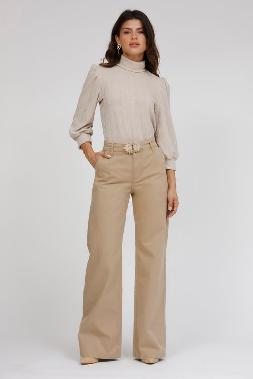 Calça Feminina Sarja Wide Leg