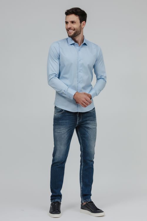 Camisa Masculina Slim Fit Manga Longa