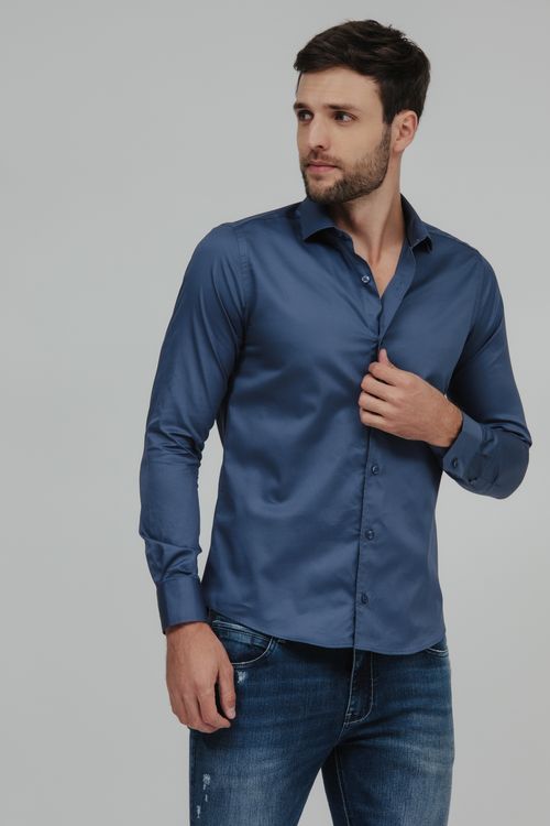 Camisa Masculina Slim Fit Manga Longa