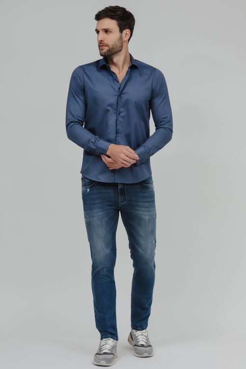 Camisa Masculina Slim Fit Manga Longa