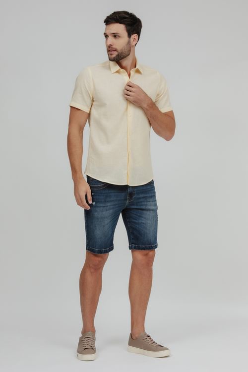Camisa Masculina Slim Fit Manga Curta