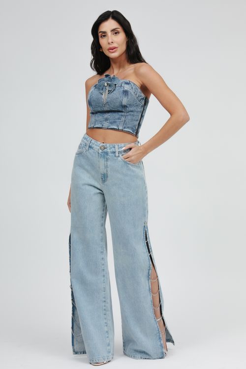 Calça Feminina Jeans Wide Leg