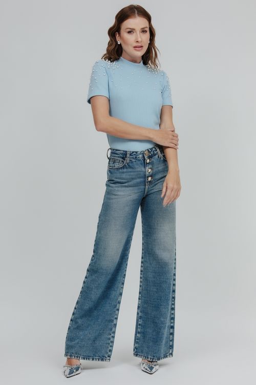 Calça Feminina Jeans Wide Leg