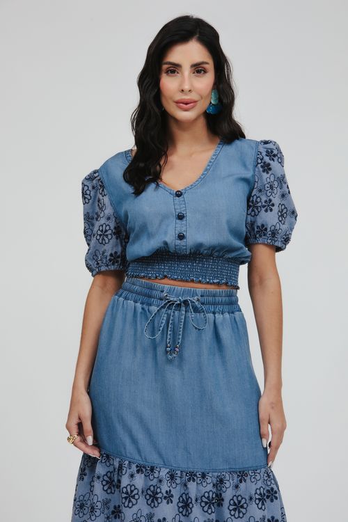 Set Jeans Cropped Com Laise