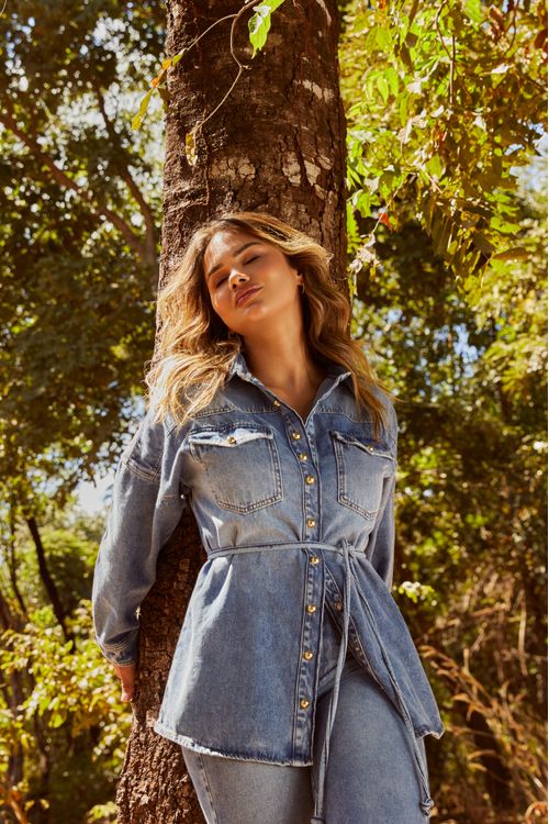 Camisa Feminina Jeans Oversize