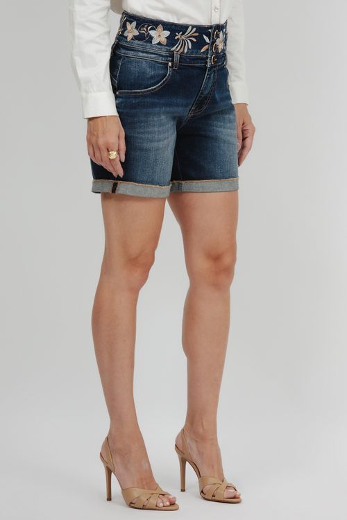 Bermuda Feminina Jeans Luciana Bordada