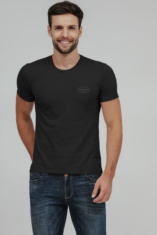 Camiseta Masculina Malha Tricot Bordado