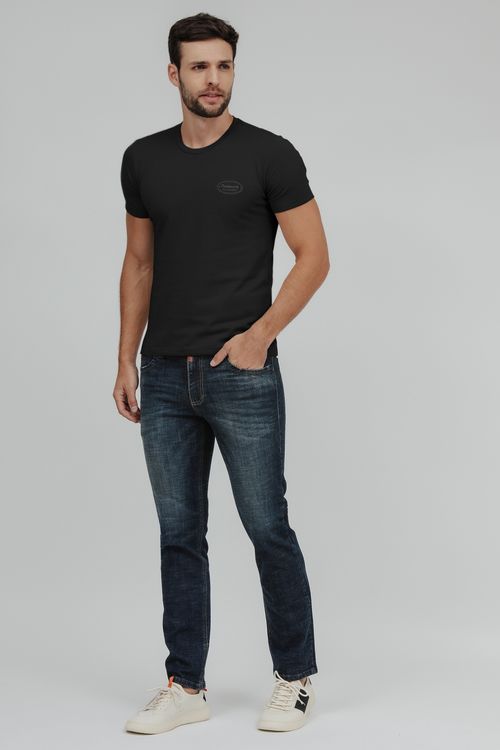 Camiseta Masculina Malha Tricot Bordado