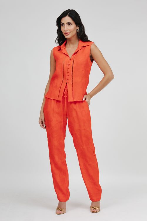 Set Jacquard Calça E Blusa Cavada