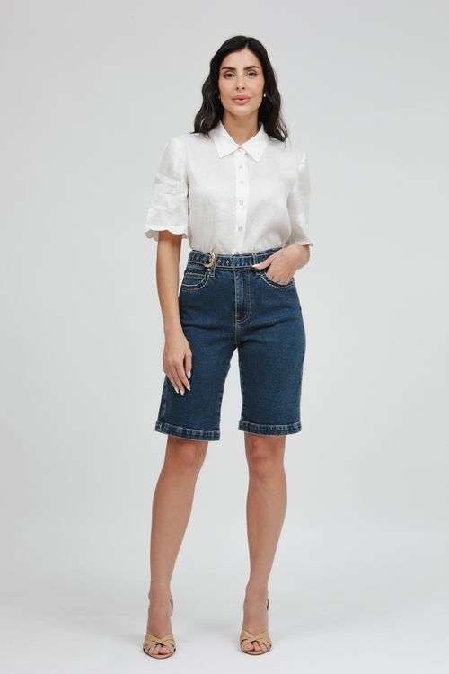 Bermuda Feminina Jeans Julienta Com Cinto