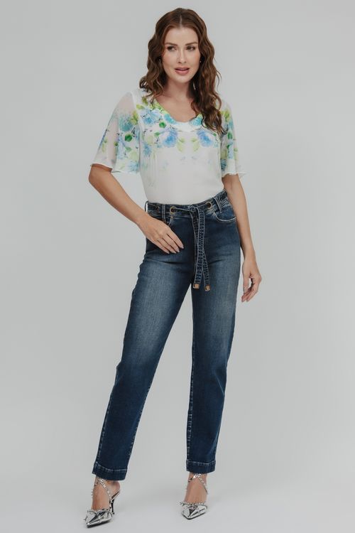 T-shirt Estampa Floral Com Cristais