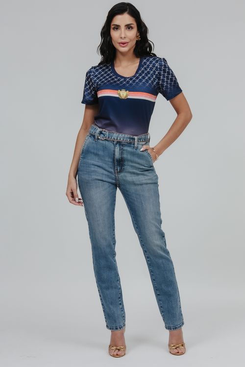 T-shirt Malha Estampa Holograma Brasão