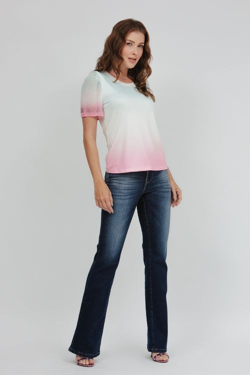 T-shirt Malha Transparente Dip Dye