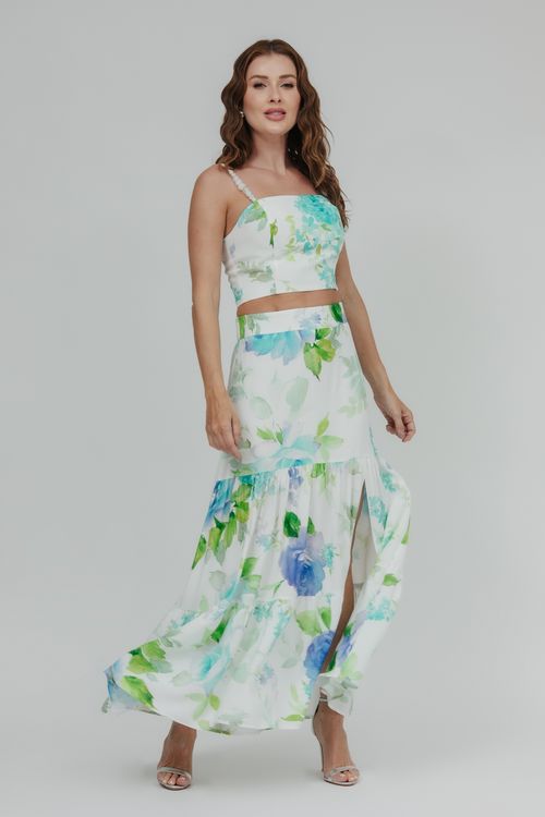 Set Saia E Cropped Estampa Floral