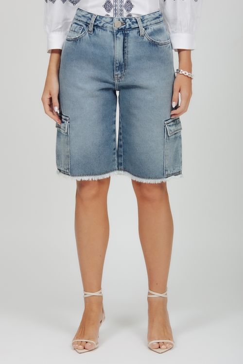 Bermuda Feminina Jeans Jorts Cargo