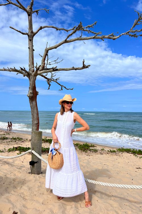 Vestido Laise Longo Com Babados E Faixa
