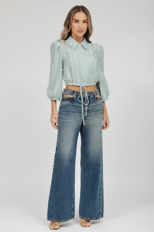 Calça Feminina Jeans Wide Leg