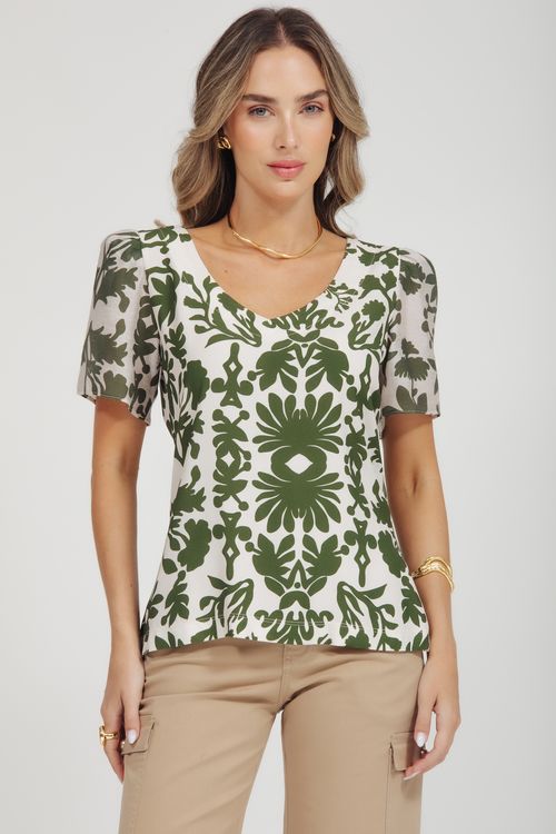 T-shirt Viscose E Malha Estampada