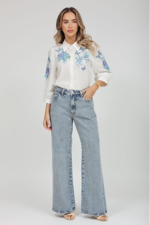 Calça Feminina Jeans Wide Leg