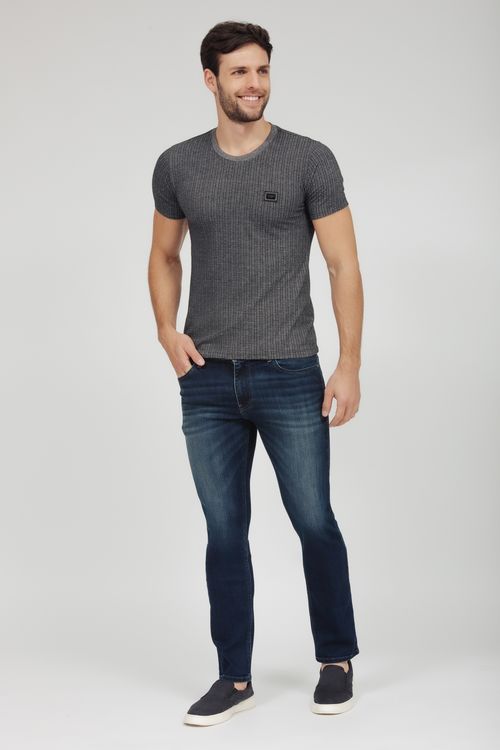 Camiseta Masculina Malha Etiqueta Metal