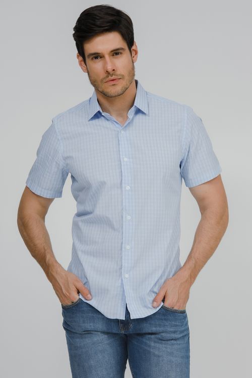 Camisa Masculina Slim Fit Manga Curta