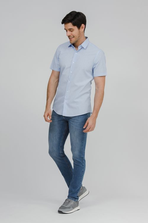 Camisa Masculina Slim Fit Manga Curta