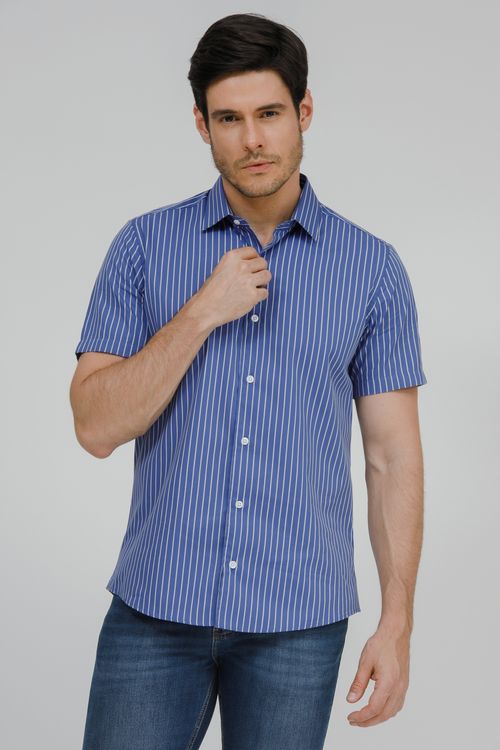 Camisa Masculina Slim Fit Manga Curta