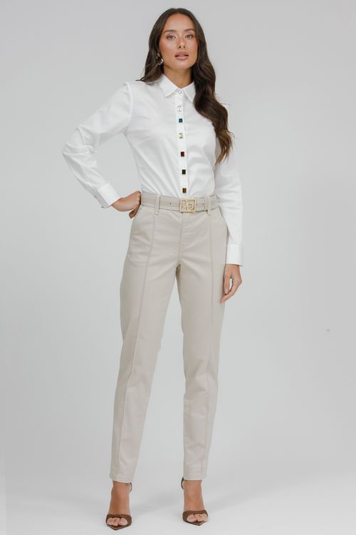 Calça Feminina Sarja Sofia Skinny Com Cinto