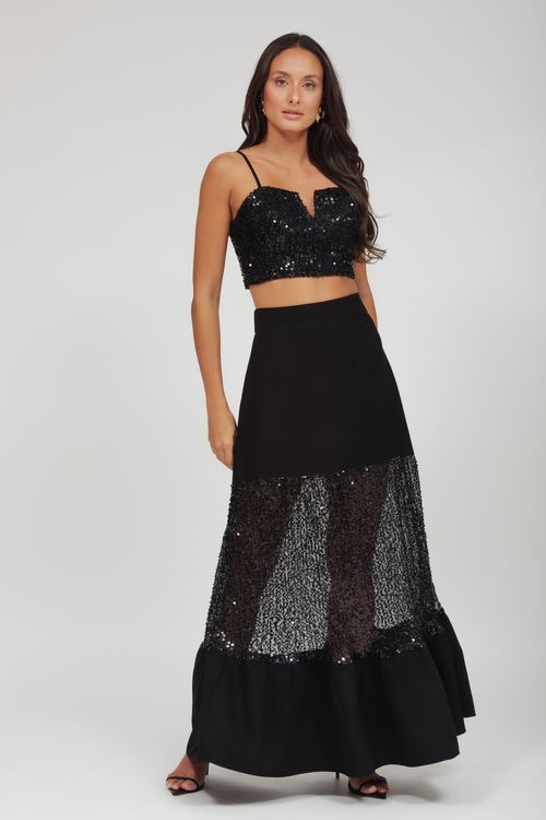 Set Saia E Top Paetê