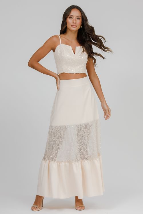 Set Saia E Top Paetê