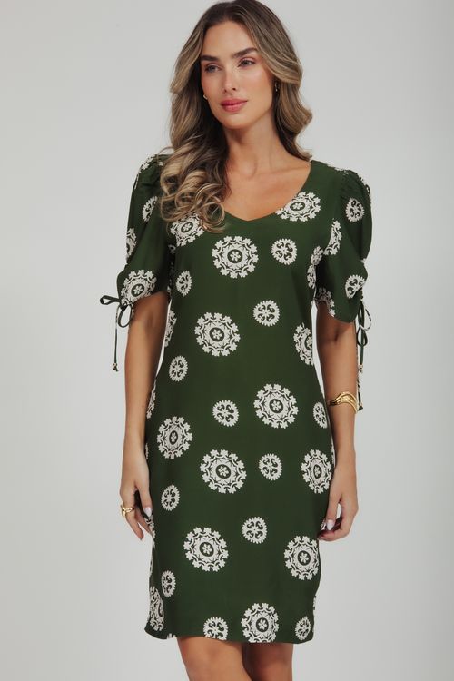 Vestido Viscose E Malha Estampado