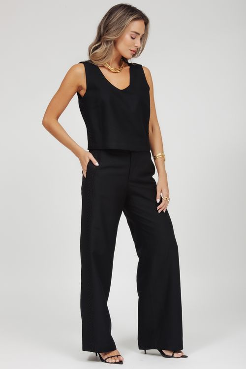 Calça Alfaiataria Com Renda Lateral