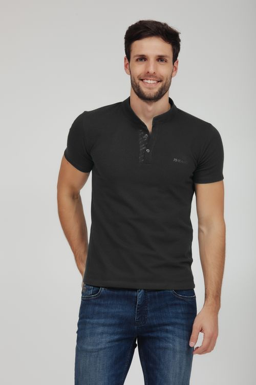 Camiseta Masculina Henley Com Silk