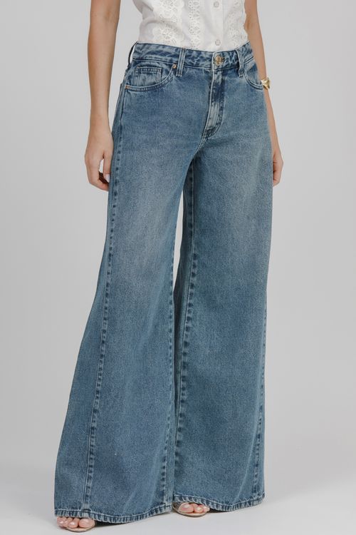 Calça Feminina Jeans Pantalona
